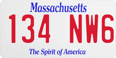 MA license plate 134NW6