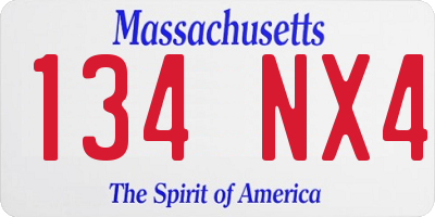 MA license plate 134NX4