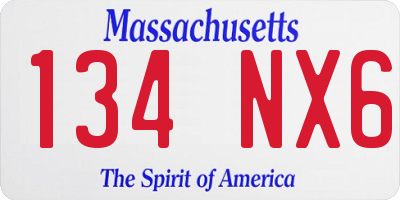 MA license plate 134NX6