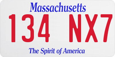 MA license plate 134NX7