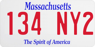 MA license plate 134NY2
