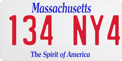 MA license plate 134NY4
