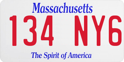 MA license plate 134NY6