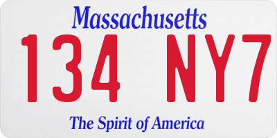 MA license plate 134NY7