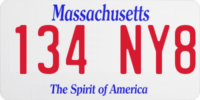 MA license plate 134NY8