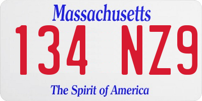 MA license plate 134NZ9