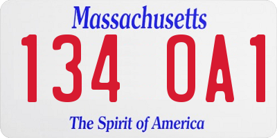MA license plate 134OA1