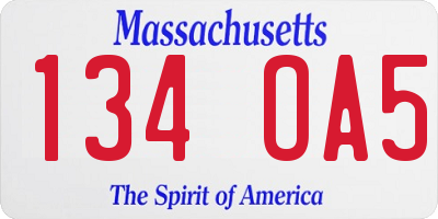 MA license plate 134OA5