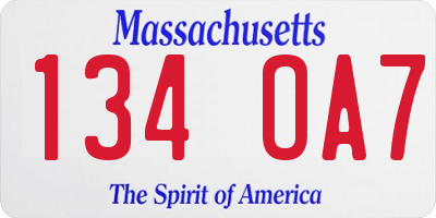 MA license plate 134OA7