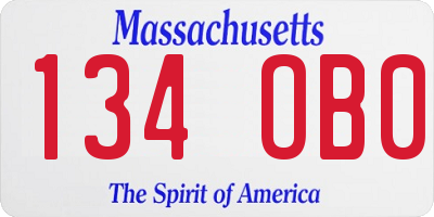 MA license plate 134OB0