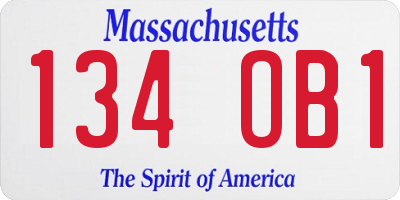 MA license plate 134OB1