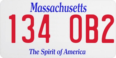 MA license plate 134OB2