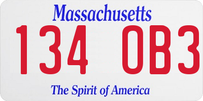 MA license plate 134OB3