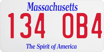 MA license plate 134OB4