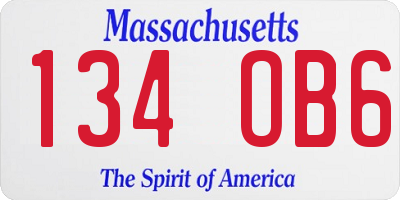 MA license plate 134OB6