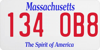 MA license plate 134OB8