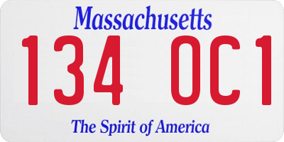 MA license plate 134OC1