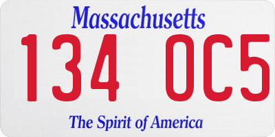 MA license plate 134OC5
