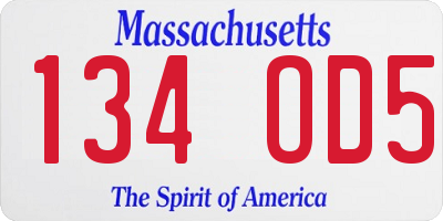MA license plate 134OD5