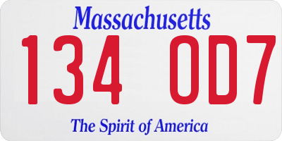 MA license plate 134OD7