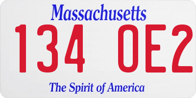 MA license plate 134OE2