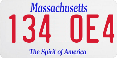 MA license plate 134OE4