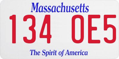 MA license plate 134OE5