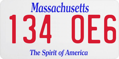 MA license plate 134OE6