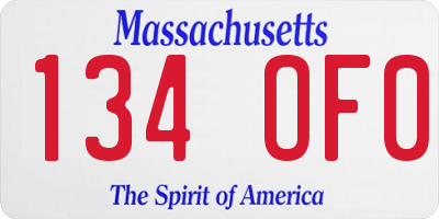 MA license plate 134OF0