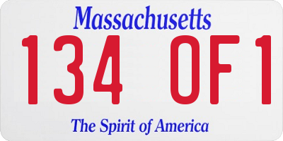 MA license plate 134OF1