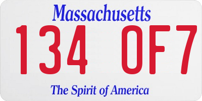 MA license plate 134OF7