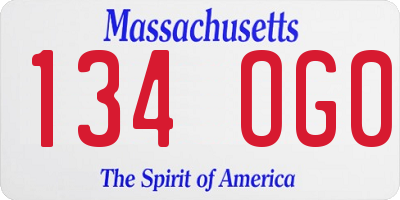 MA license plate 134OG0