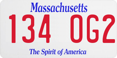 MA license plate 134OG2