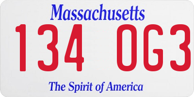 MA license plate 134OG3