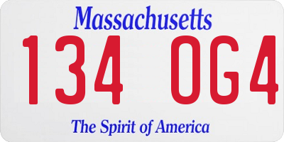 MA license plate 134OG4