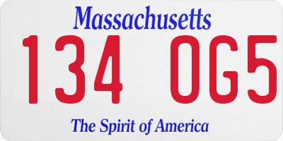 MA license plate 134OG5