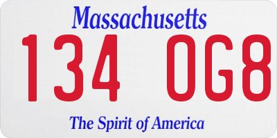 MA license plate 134OG8