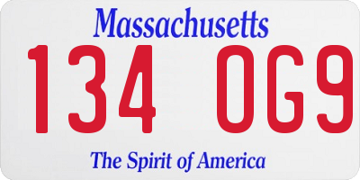 MA license plate 134OG9