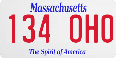 MA license plate 134OH0