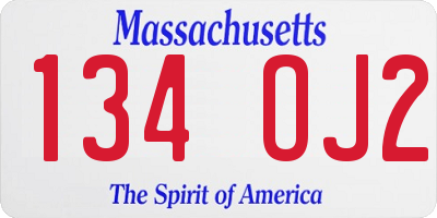 MA license plate 134OJ2