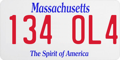 MA license plate 134OL4
