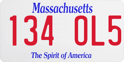 MA license plate 134OL5