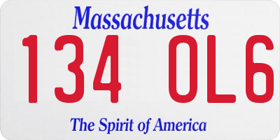 MA license plate 134OL6