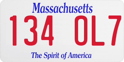 MA license plate 134OL7