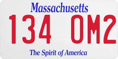MA license plate 134OM2
