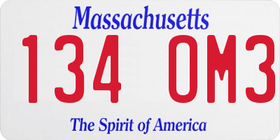 MA license plate 134OM3