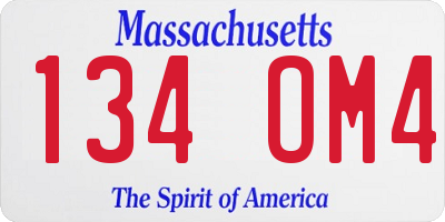 MA license plate 134OM4