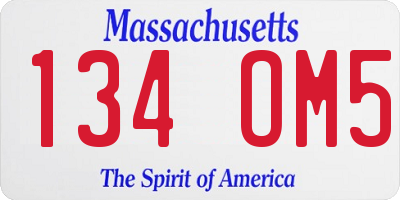 MA license plate 134OM5