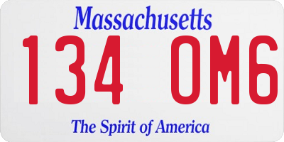 MA license plate 134OM6