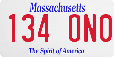 MA license plate 134ON0